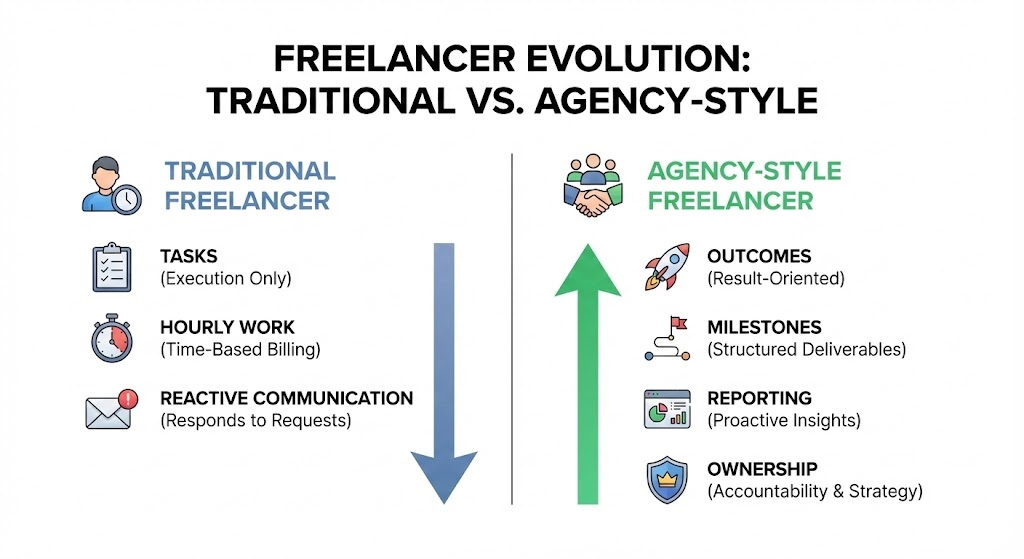 freelance project management vs agency project management approach
