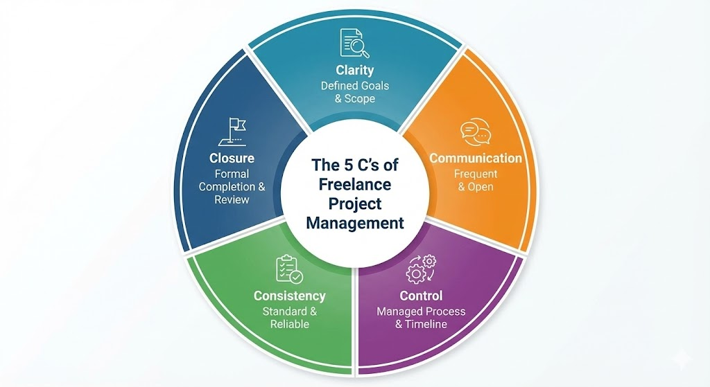 5 C’s of project management for freelancers explained visually