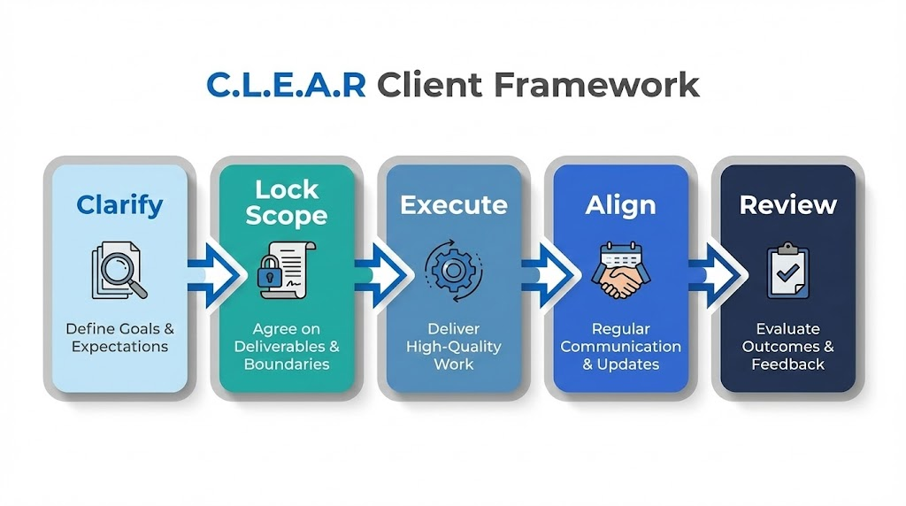 C.L.E.A.R client framework for freelance client management