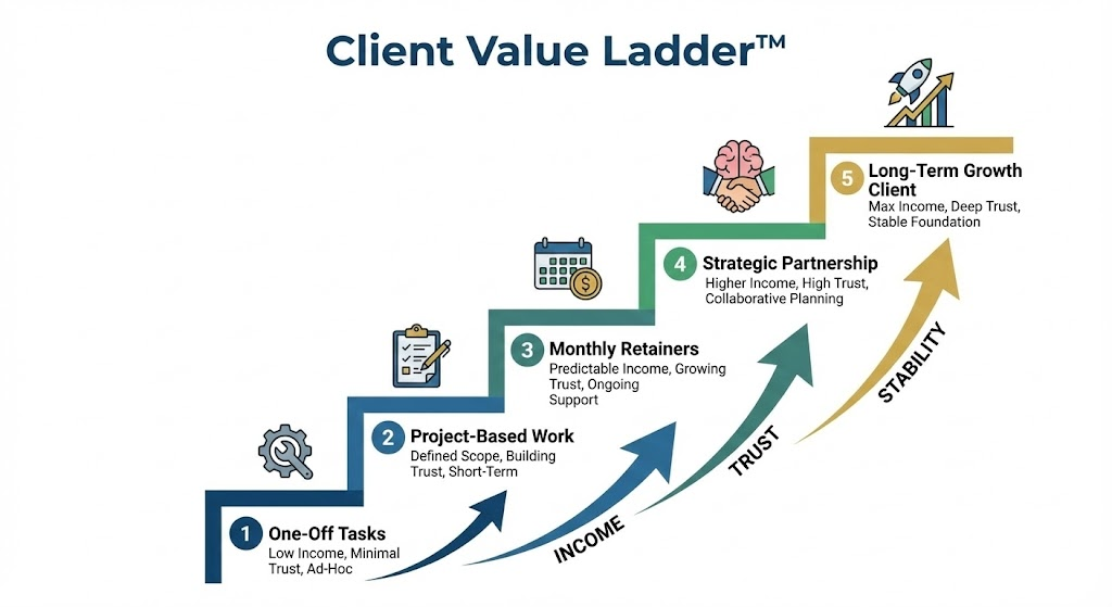 client value ladder for freelancers moving to retainers