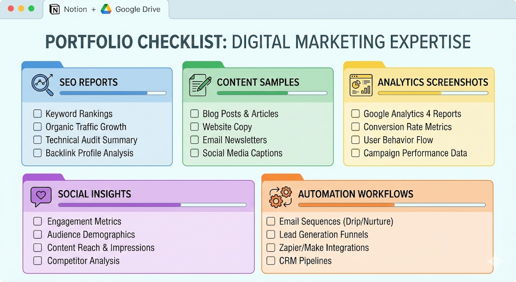 Digital marketing portfolio structure for students