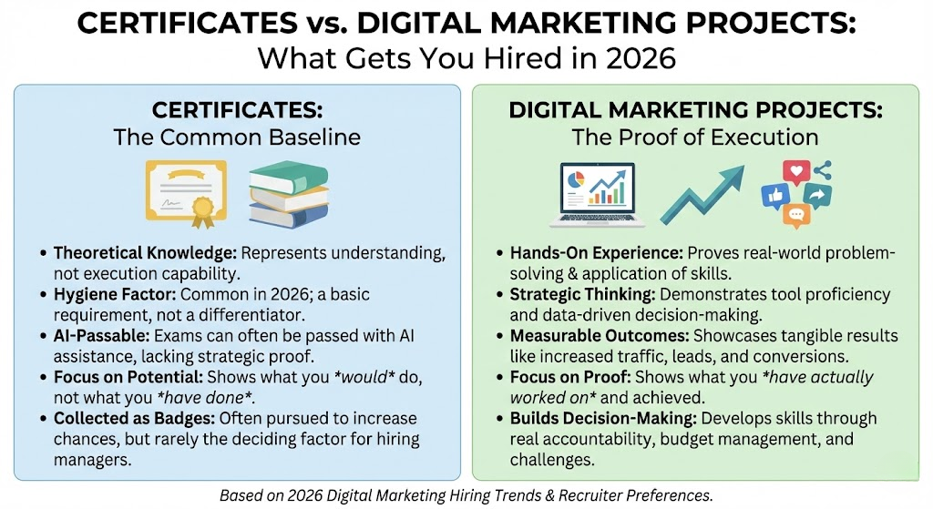 Digital marketing projects vs certificates