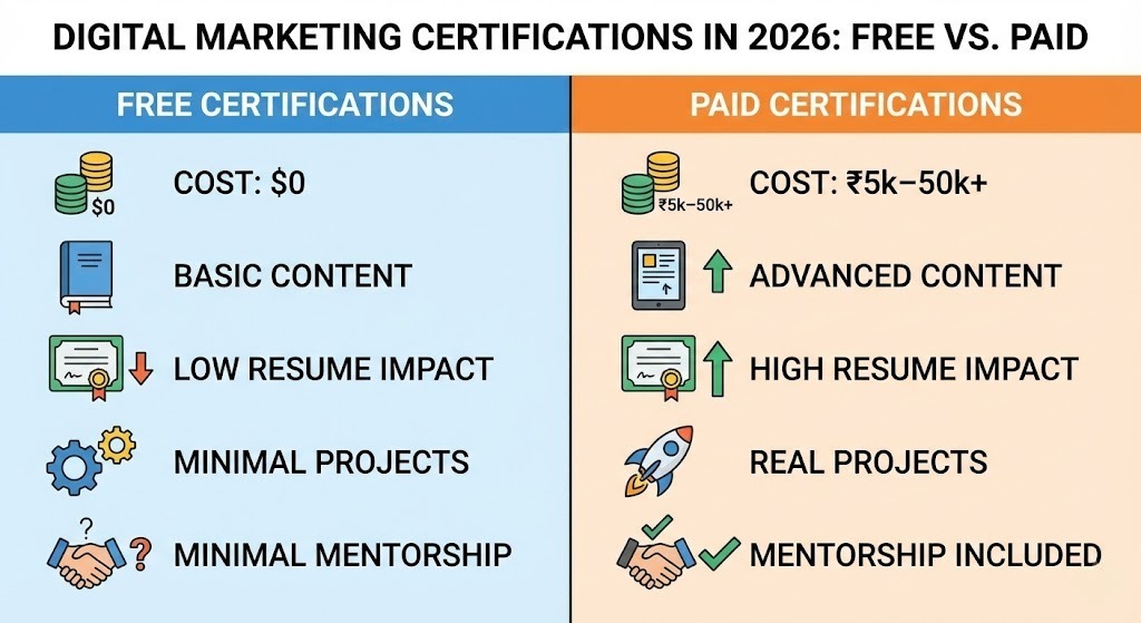 Free vs Paid Digital Marketing Certifications