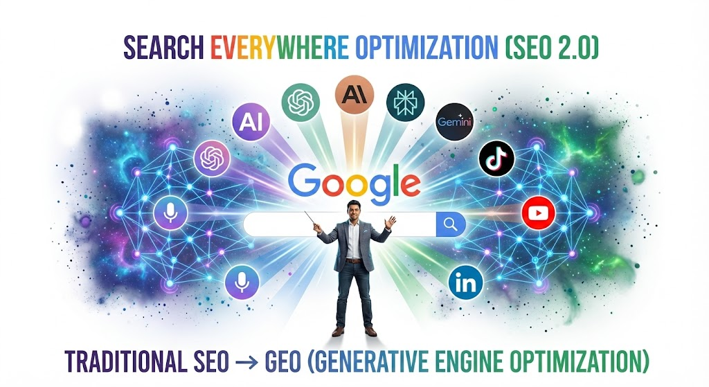 Search Everywhere Optimization across Google, ChatGPT, Claude, Perplexity, Gemini and social platforms in India 2026