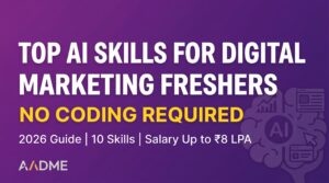 AADME branded header for top AI skills for digital marketing freshers without coding