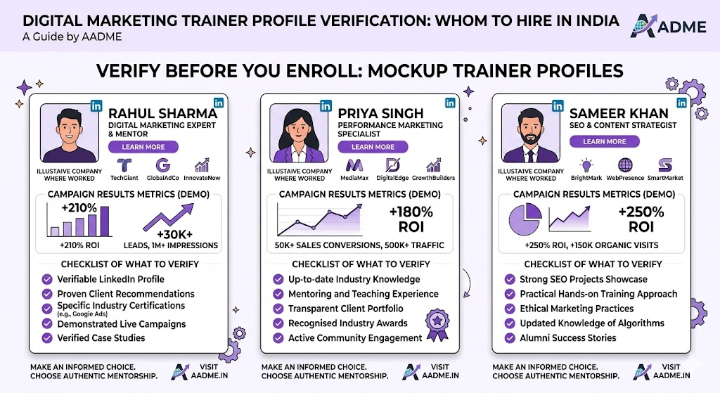 How to evaluate digital marketing trainer credentials and industry experience"