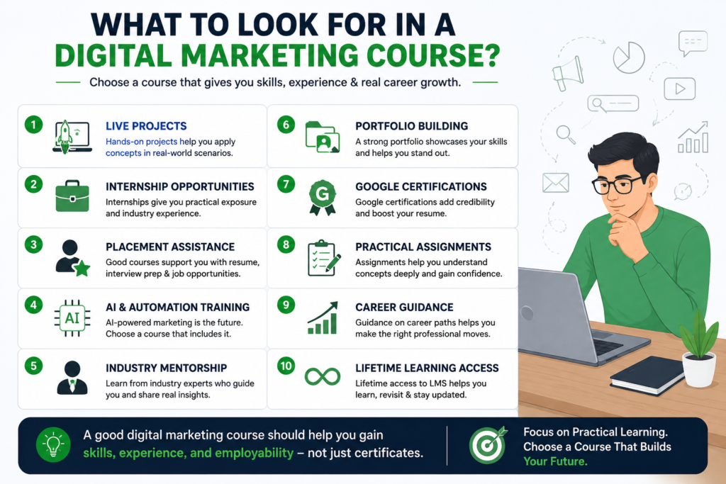 how to choose digital marketing course with practical training and live projects